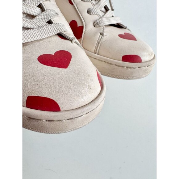 COACH Lowline Red Valentine's Day Heart Print Leather Low Top Sneakers, Size 5.5 - Picture 6 of 16